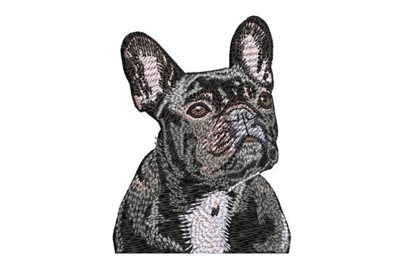 Black French Bulldog Embroidery Design