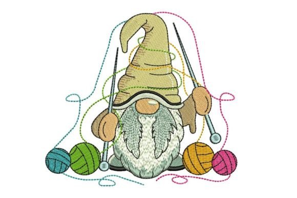 Knitting Gnome Embroidery Design: A Craft Fair Winner