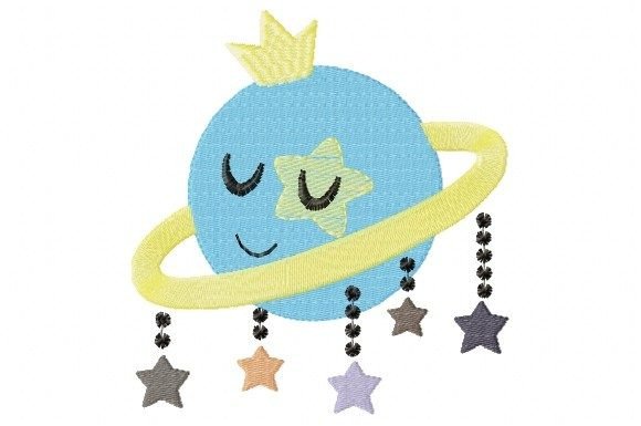 Planet Saturn with Stars Embroidery