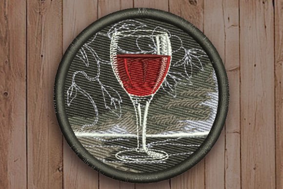 Wine in a Glass Embroidery Design